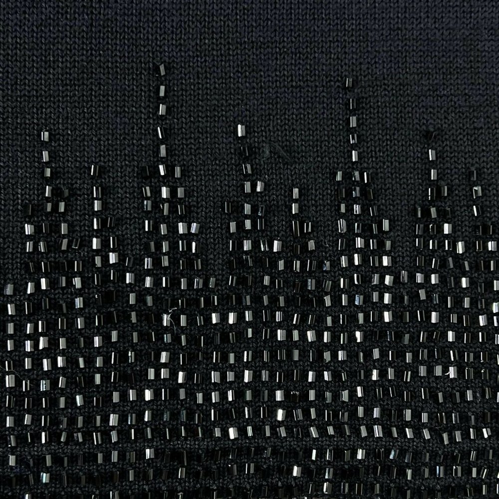 Adrianna Papell Beaded Hem Mock Neck Black Knit Sleeveless Sweater Top Petite M - Picture 5 of 5